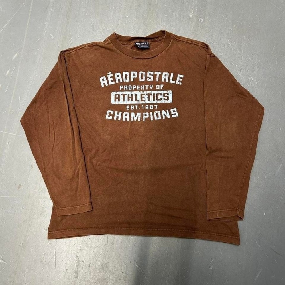 Y2K Aeropostale brown graphic long sleeve tee shirt tshirt Size L